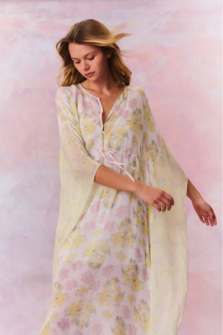 Lupine Chiffon Mixed Print Kaftan - Mymoui