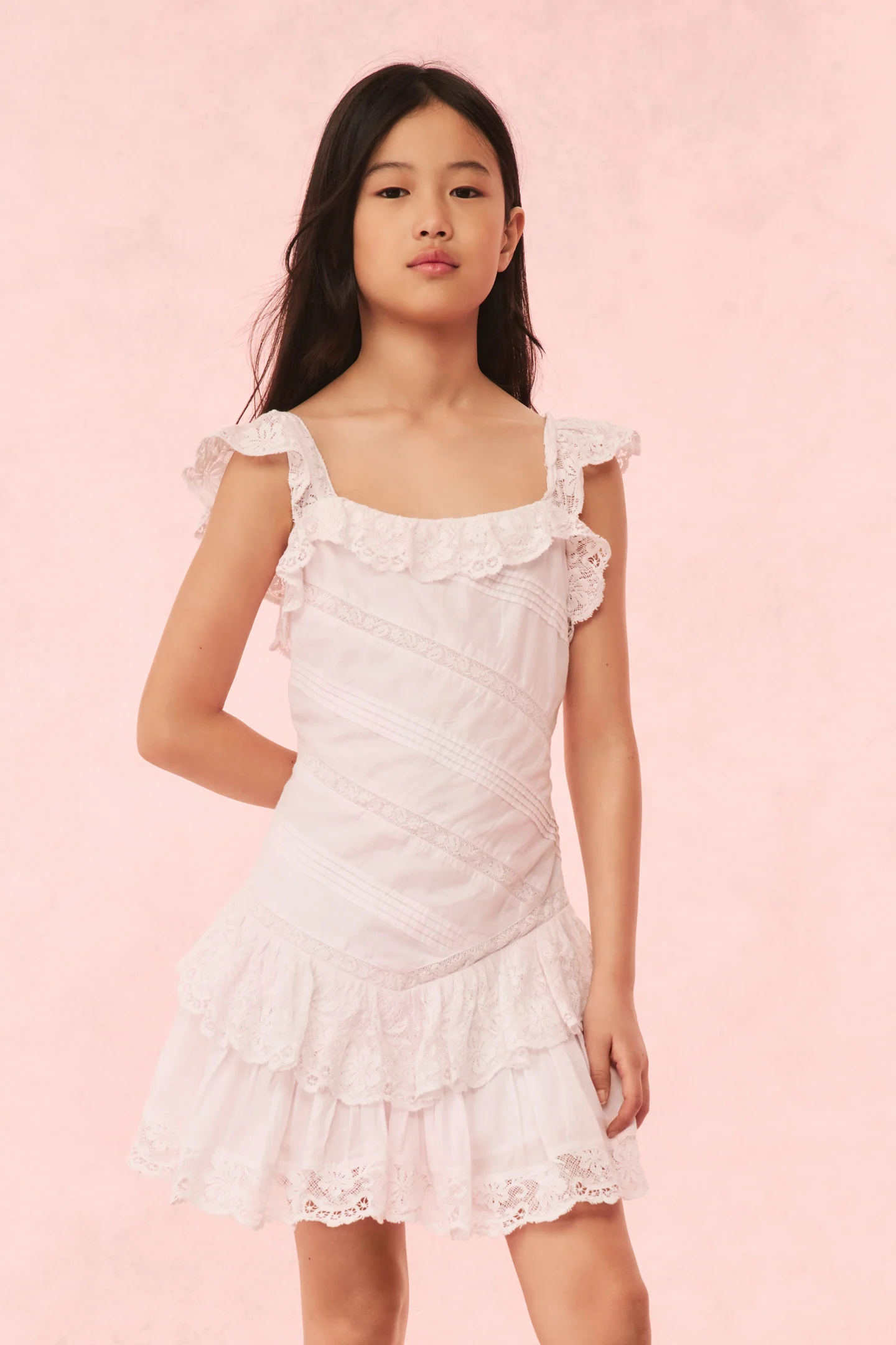 Girls Poppi Cotton Lace-Detailed Dress - Mymoui