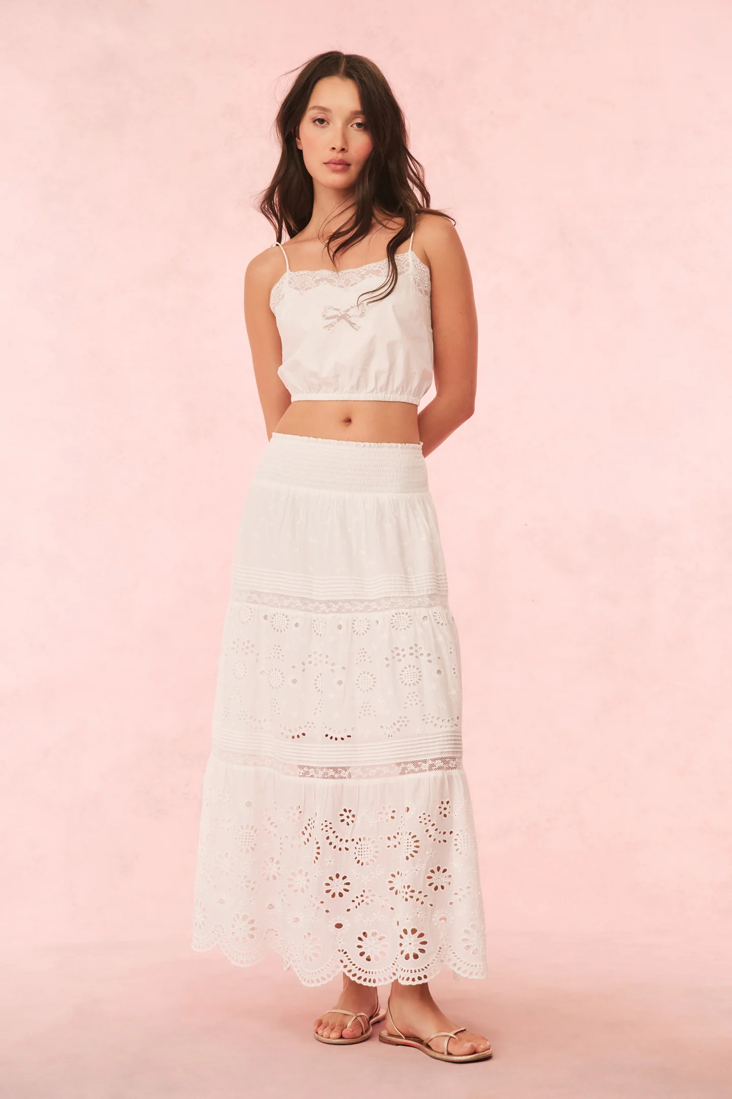 Miloti Eyelet Lace Maxi Skirt - Mymoui