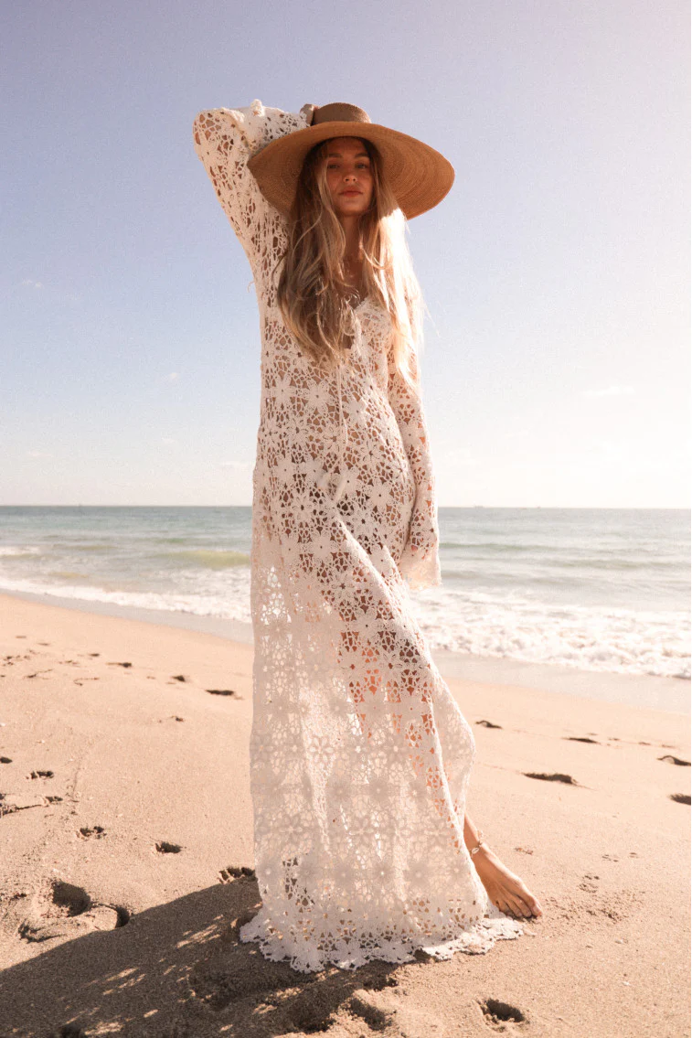 Lorne Cotton Crochet Maxi Dress - Mymoui