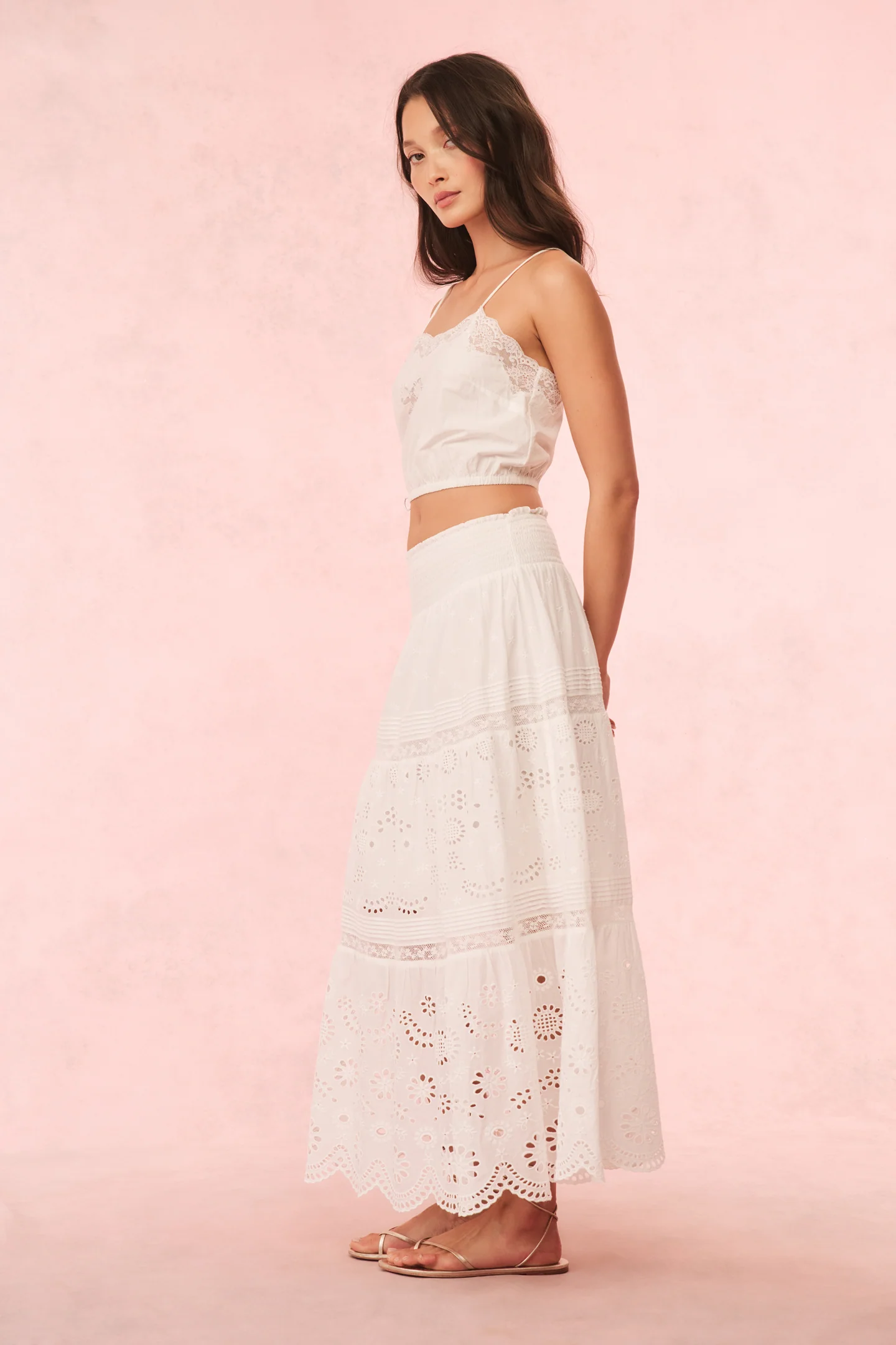 Miloti Eyelet Lace Maxi Skirt - Mymoui