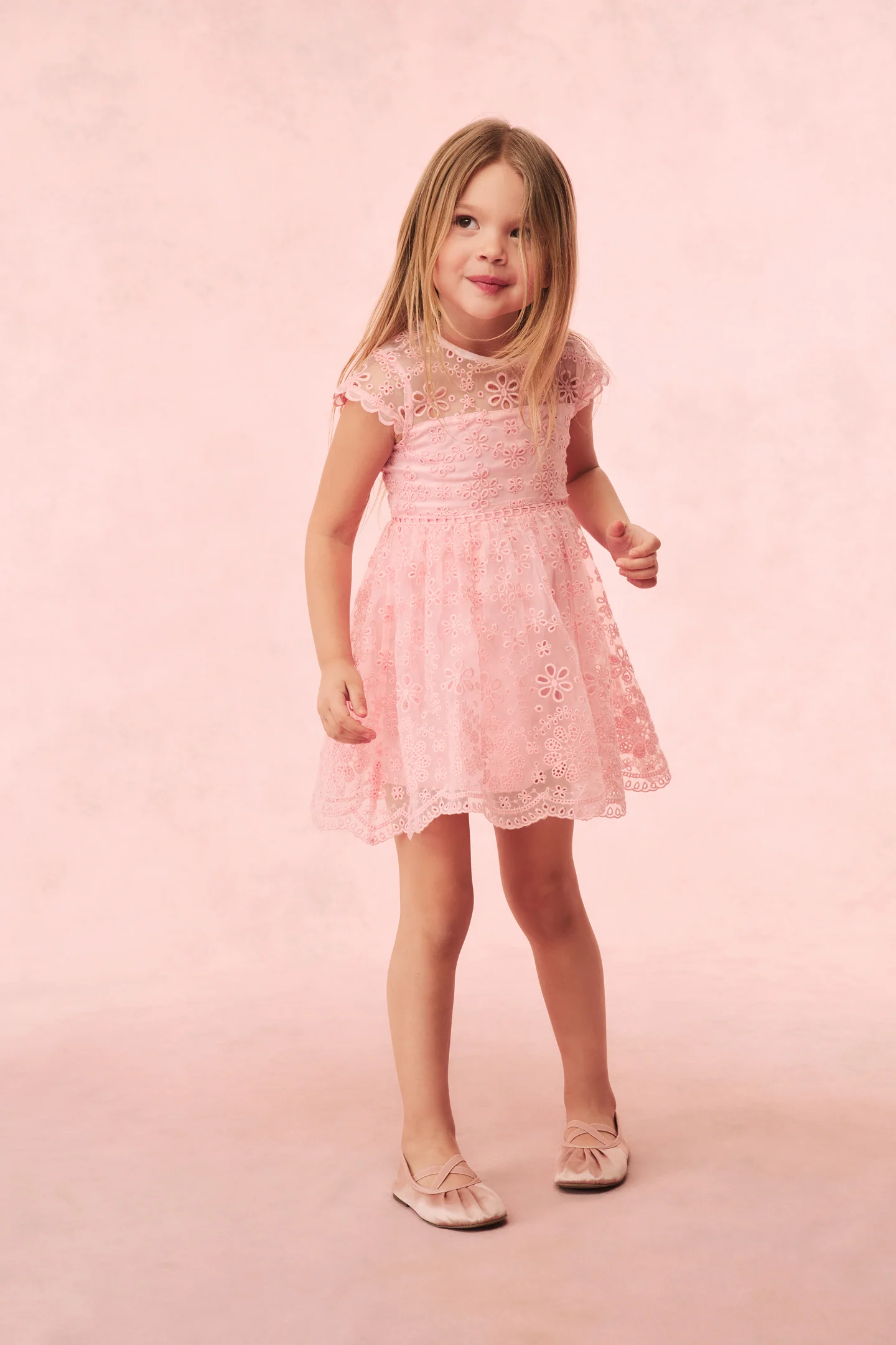 Girls Kappy Floral Eyelet Dress - Mymoui